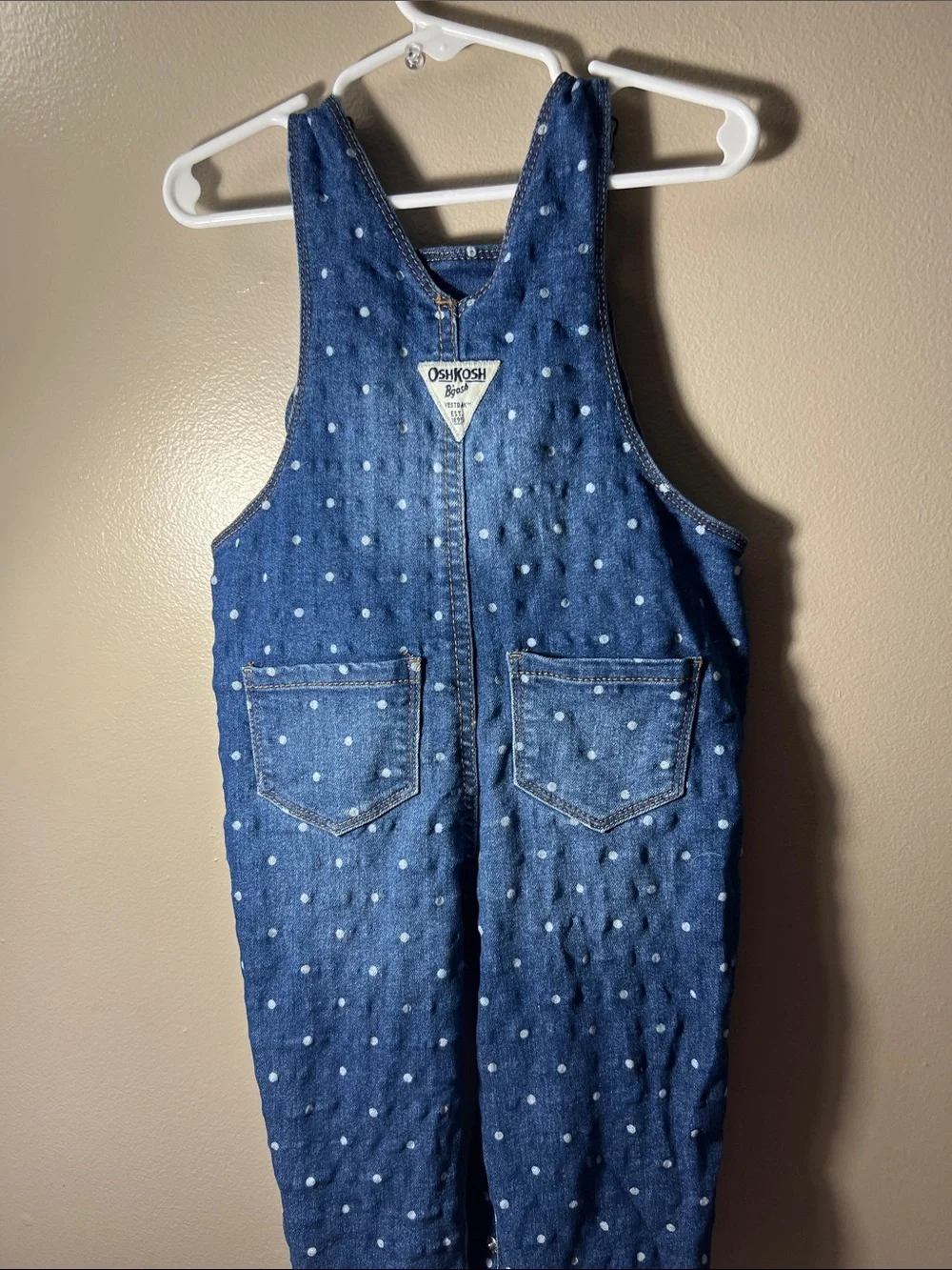 OshKosh B'gosh Navy Denim Polka Dot Overalls stock (47)